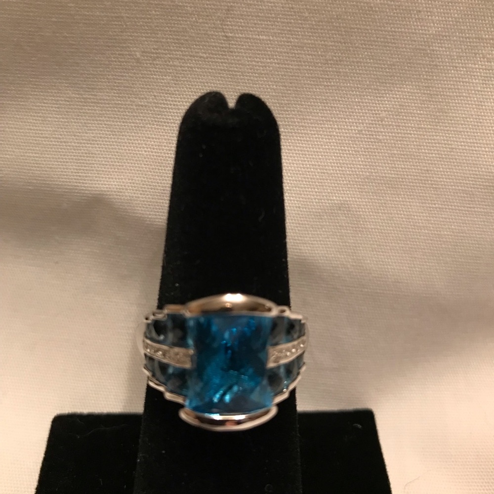 Blue Topaz & Diamond Ring